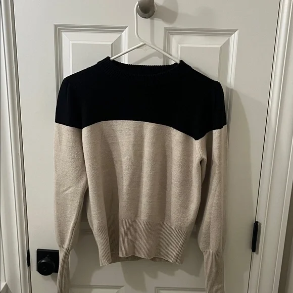 French Connection Black and Cream Crew Neck Sweater - Picture 1 of 3